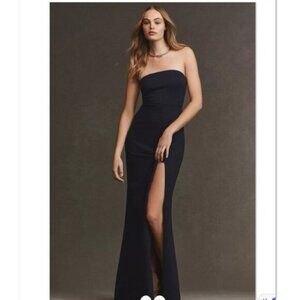 NWT BHLDN Adalynn Strapless Stretch Crepe Maxi Gown | Black | S